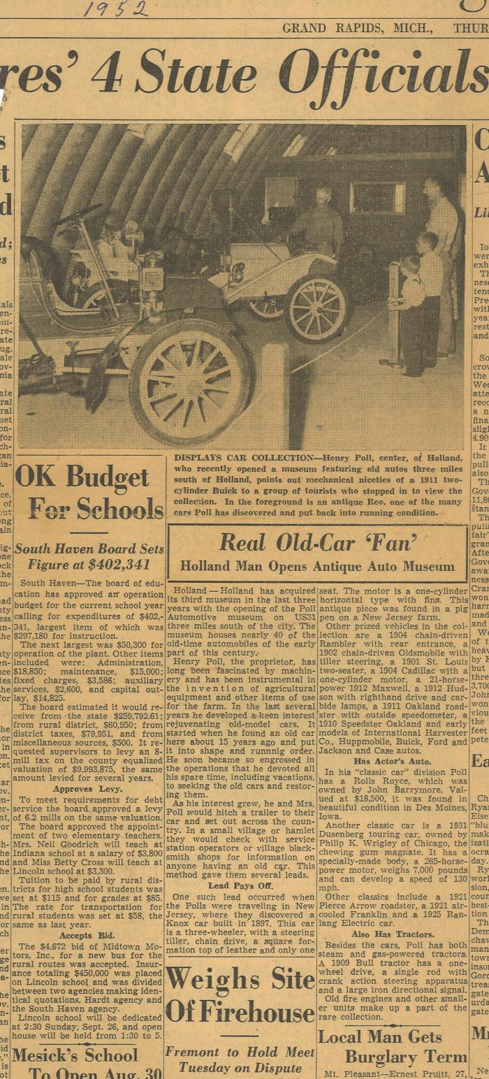 Holland Museum Object article, newspaper [2022.10.51]