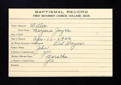record, baptismal 