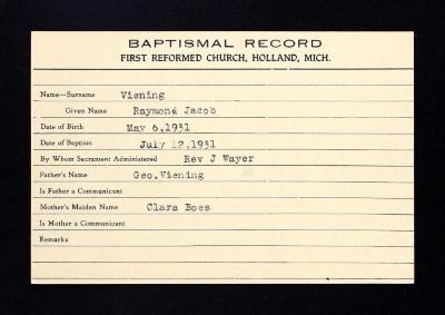 record, baptismal