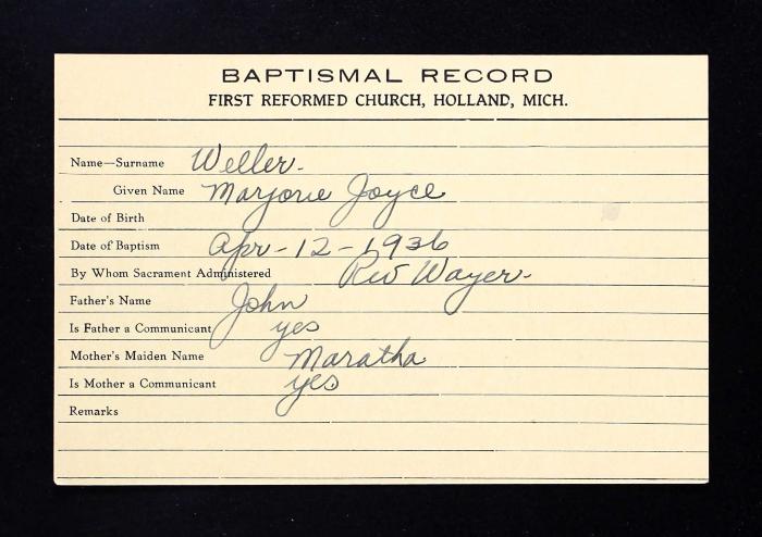 record, baptismal 