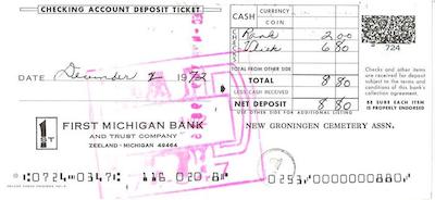 checking account deposit ticket