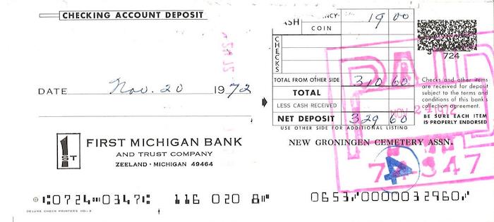 checking account deposit ticket
